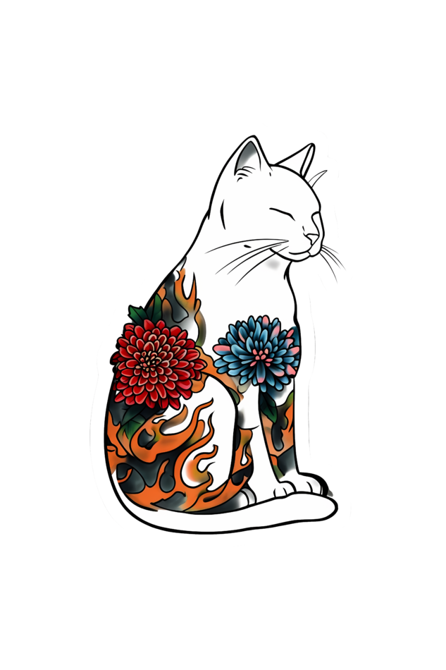 Floral Cat Unisex Full-sleeve tee