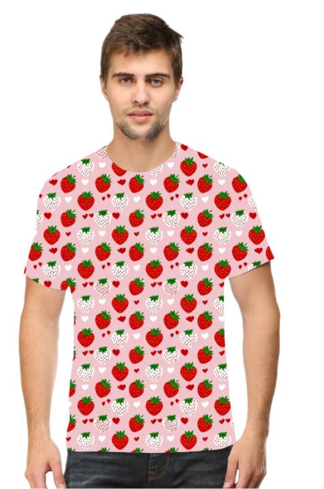 Strawberry pattern Men's All-Over Printed T-Shirt by SnapPatch Brand