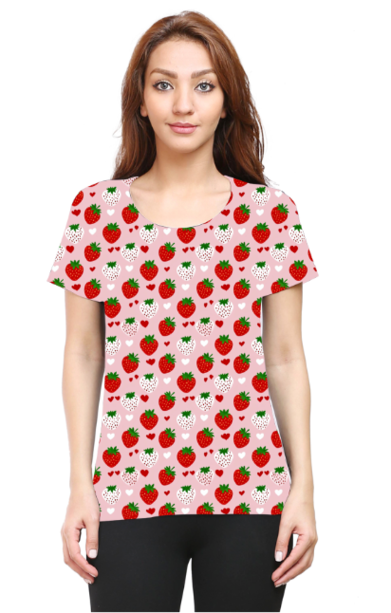 Strawberries Pattern - Women's All-Over Printed T-Shirt by SnapPatch Brand