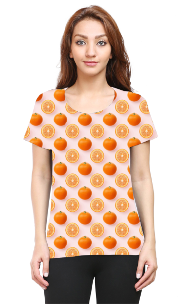 Orange pattern print Women's All-Over Printed T-Shirt by SnapPatch Brand