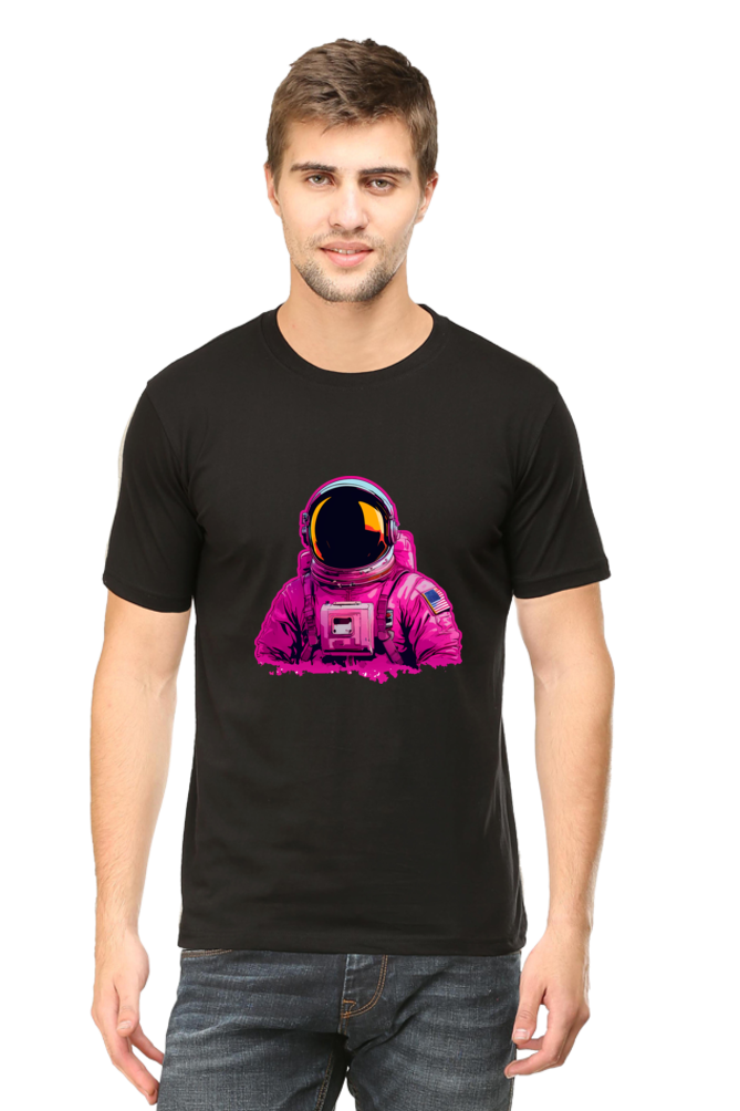 Pink Astronaut graffiti Unisex Half Sleeve T-Shirt