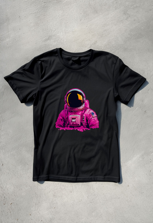 Pink Astronaut graffiti Unisex Half Sleeve T-Shirt