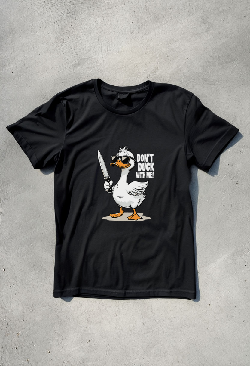 Don't Duck With Me(Black Tee) - SnapPatch Originals | Unisex Half-Sleeve Round Neck Tees