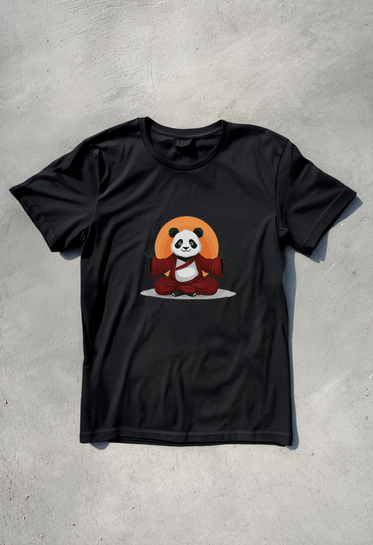 Meditating Panda - SnapPatch | Unisex Half-Sleeve Round Neck Tees